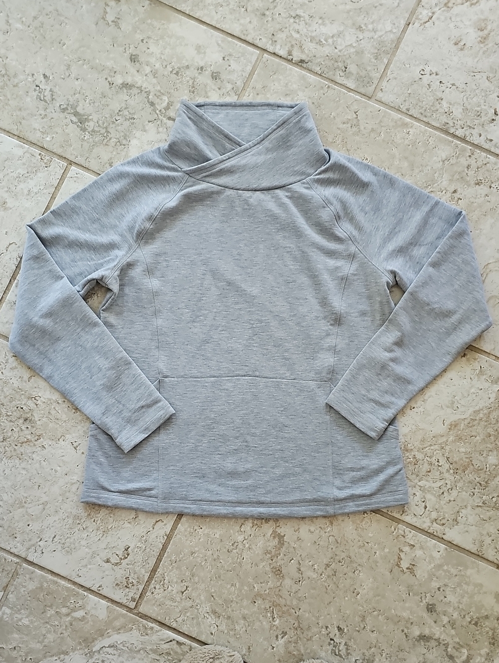 L.L. Bean Heather Light Gray Cross-Front Sweatshirt